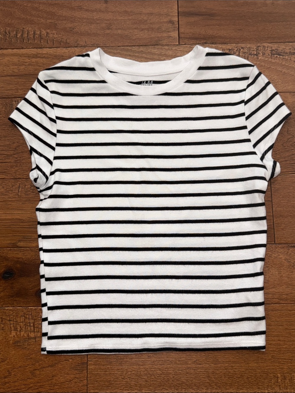 H&M Girls Striped Black White Striped Short-Sleeve Tee Shirt - Size US 16/18